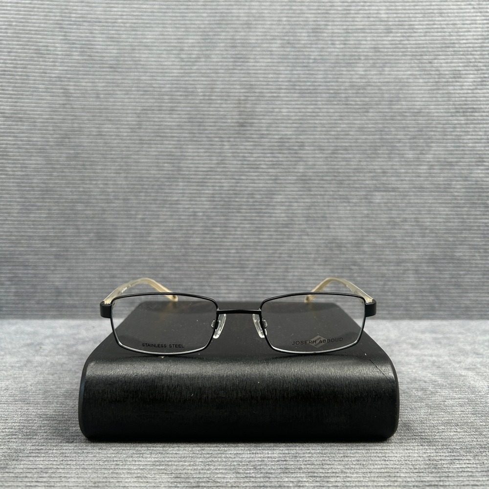 Joseph Abboud JA175 Black Sack Stainless Steel Y2k Eyeglass Frames Rectangular